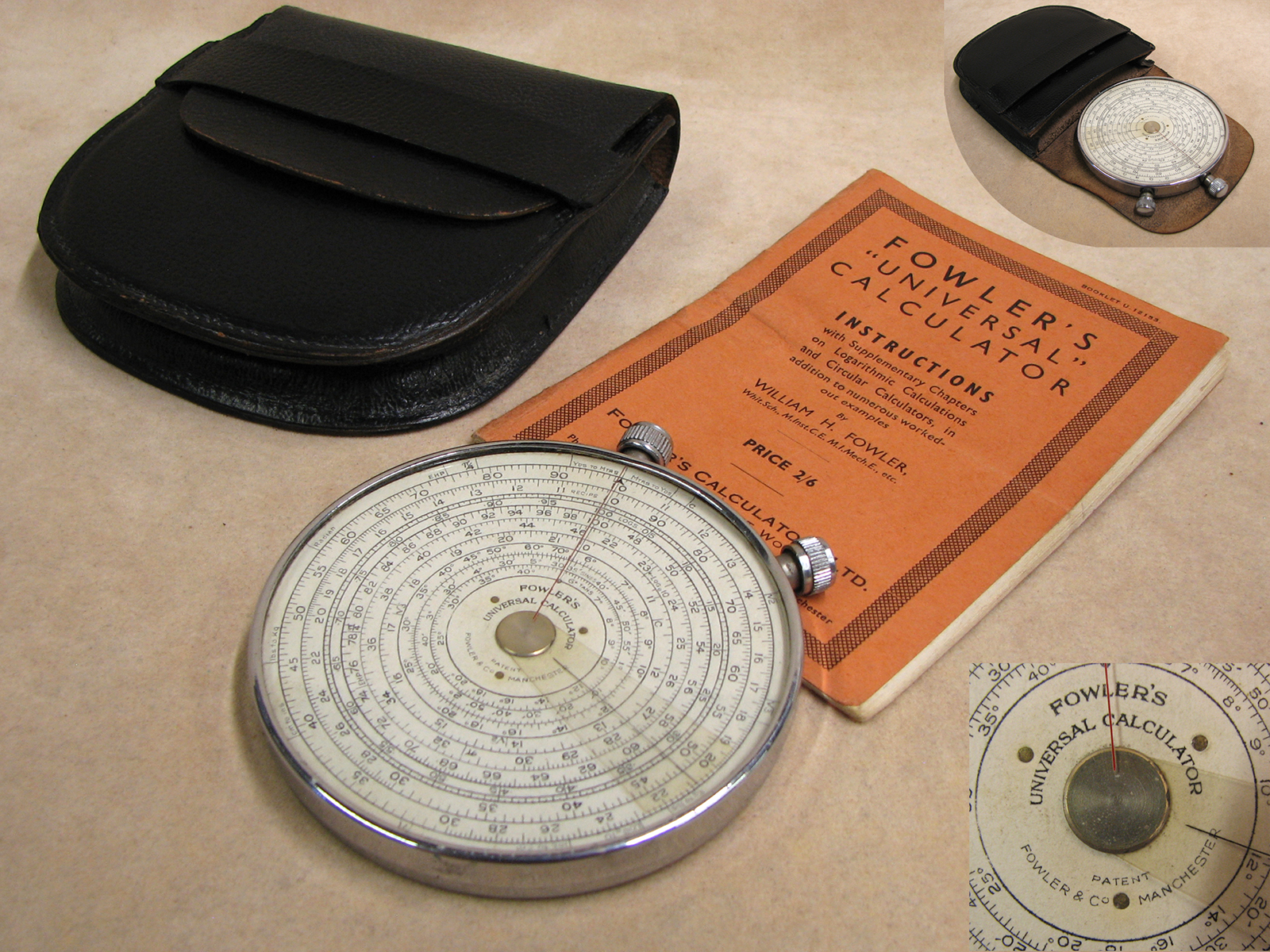 1930's Fowler's Universal circular calculator with chrome back plate